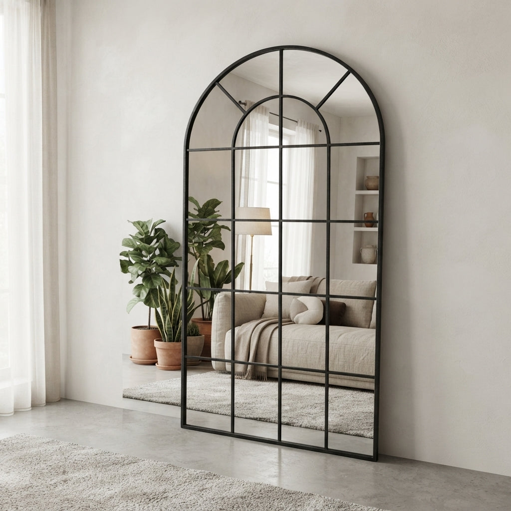 Miroir Arqué Métal Noir - Grand Format