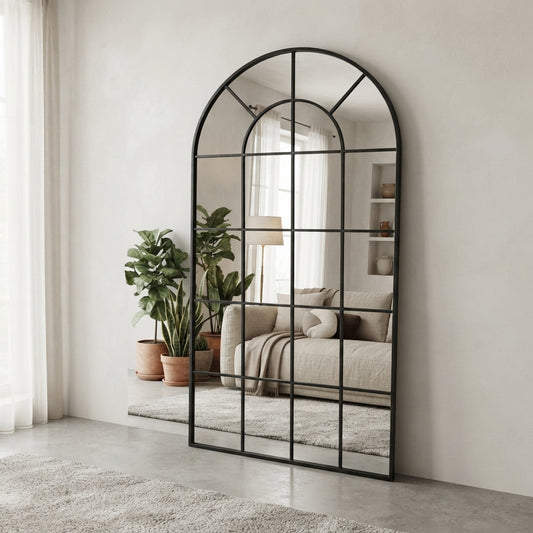 Miroir Arqué Métal Noir - Grand Format
